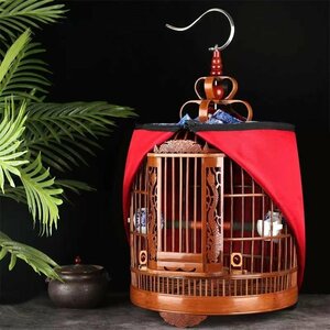 Beautiful ☆ Handmade Bird Cage Wood Carving Sculpture Bamboo Made Bamboo Work Antique Wooden Bird Cage Crafts