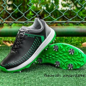 New Men's Golf Shoes Sports Sports Shoes Outdoor Athletic Shoes Walking Lightweight Fit A wide waterproofing and elasticity black/green 28.5cm
