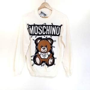 Moskino Moschino Long Sleeve Sweater/Knit -Ivory x Black Ladies Crew Neck/Bear/Couture! Tops