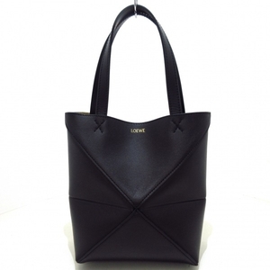 Loewe LOEWE Tote Bag A657V25X01 Puzzle Fold Tote Mini Shiny Calf Black Folding Beauty Bag