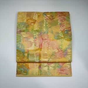 Gorgeous yellow Nagoya obi width 31cm Silk gold gold thread pure silk kimono belt