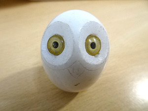 ◆ Owl ◆ White paper weight marble sculpture lucky object formula