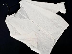 LOWRYS FARM Lawries Farm Cutwork Embroidery Dolman Sleeve Blouse Shirt SIZEL/White ■ ◇ ☆ ECB2 Ladies