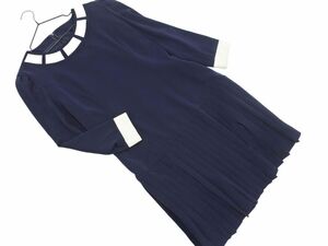CourageS Crages Pleated Switching One Piece SIZE9AR/Navy ■ ◇ ☆ ECC7 Ladies