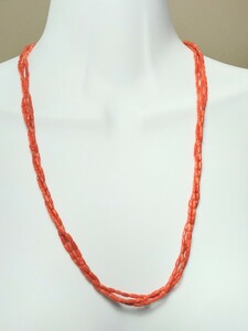Mediterranean red coral 3 consecutive long necklace