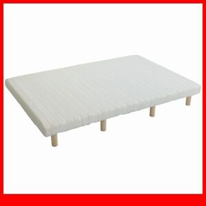 Bed ★ Legs with legs/Double high resilience urethane roll mattress Sonoko structural natural wooden legs/white/A4
