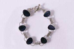R-047023 Vintage Accessory Dark Blue Opal Silver Bracelet (Vintage) (R-047023)