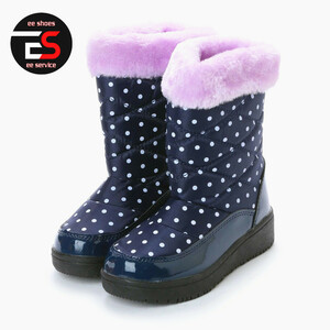 ★ New ★ [17991_NAVY-PURPLE_19.0] Kids cold down boot dot pattern bore lining sole Recommended for winter
