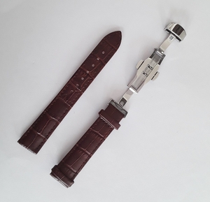 Watch replacement belt crocodile type pressed beef skin band tea 22mm
