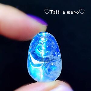 Free shipping departure from the UK Blue Moonstone Hotei Hand -carved Lucky Ausal Blue Sealer Handmade Forty Fortune Up Natural Stone
