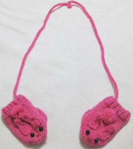 Gloves Mitton wool rabbit with rabbit string handmade for children