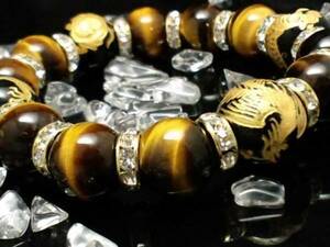 ◆ ◇ Craftsman Hand -carving Four -god Beast Onyx 16mm § Tiger Eye 14mm rosary ◇ ◆ Yu -packet Free shipping anonymous shipment