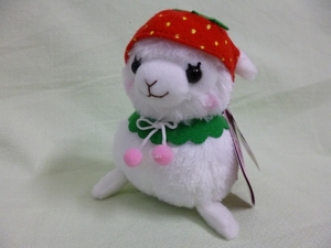★ New toy animal stuffed toy ★ Alpa casso small ★ Love berry ★ White ★ Strawberry hat ★