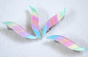 Rainbow-colored mini baretta / 4 wavy type (C-18)