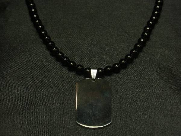Oraora system! Dog tag plate x onyx rosary necklace