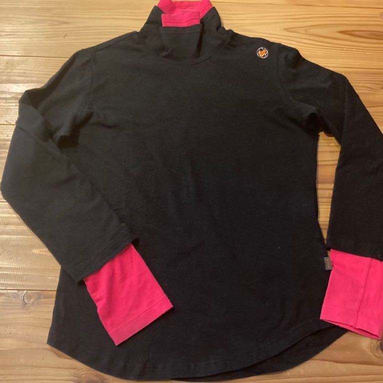 postage included! Vivaheart Viva Heart Layered Long Sleeve T -shirt High -neck T -shirt Black x Pink 42 Size GOLF Golf wear