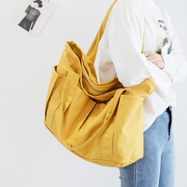 New ★ Promotion of canvas canvas tote bag Ladies Mothers Masas Great Capacity Shoulder Shopping Bag Hand -Yellow B962YE01Z