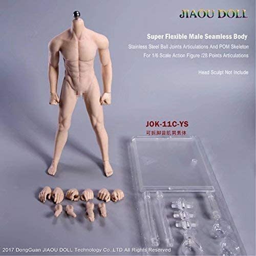 1/6 Male Seamless Body Figure Body Figure Super Flexible Super Mobilization Skin Improvement 2 Pair Exchange 4 Head Conector
