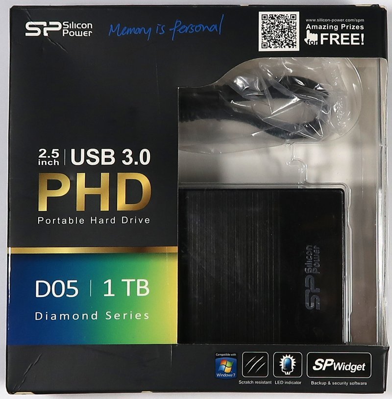 Silicon Power, Portable Hard Disc, 1TB, USB3.0, 3SPBH01TD05T-2, used