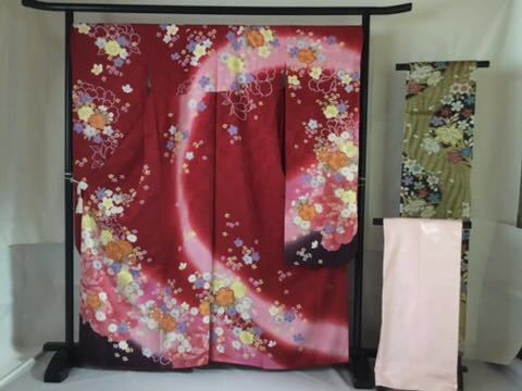 510 kimono 3 -piece set (kimono+bag belt+long undergarment) (kimono tailored by order). )