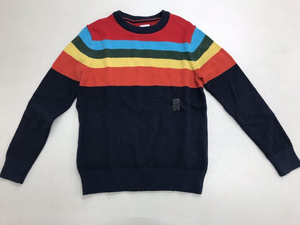 ■GAP ■ Knit ■ Popular navy blue with colorful lines ■ New ■ 140cm ■ Sweater ■ Casual ■ With wool ■ 1-1