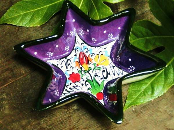 One in the world! [Free shipping with conditions] ☆ New ☆ Turkish pottery star -shaped plate -shaped dish ashtray