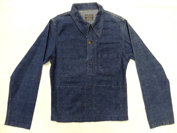 Vintage GUS KROESEN Rare 40s Unnown Indigo Dinim Pullover Shirt Jacket Rare Navy Navy Navy Navy